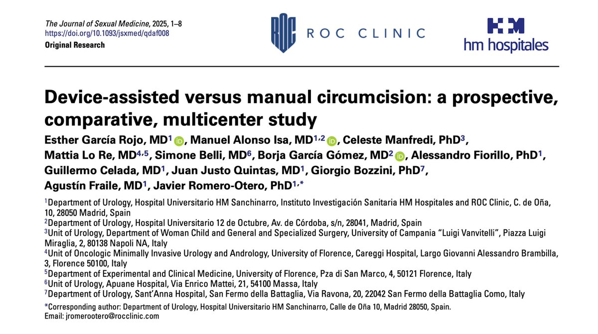 ROC Clinic (@roc_urologia) on Twitter photo Proud to announce the new scientific publication from ROC Clinic! Our focus on research and education helps us progress and better serve our patients
clinicalevanterivas.com/importancia-de….
<a href="/sexmedjournals/">ISSM Sexual Medicine Journals (ISMJ)</a>
#rocclinc #urology #andrology #sexualmedicine #circumcision #issm Proud to announce the new scientific publication from ROC Clinic! Our focus on research and education helps us progress and better serve our patients
clinicalevanterivas.com/importancia-de….
<a href="/sexmedjournals/">ISSM Sexual Medicine Journals (ISMJ)</a>
#rocclinc #urology #andrology #sexualmedicine #circumcision #issm