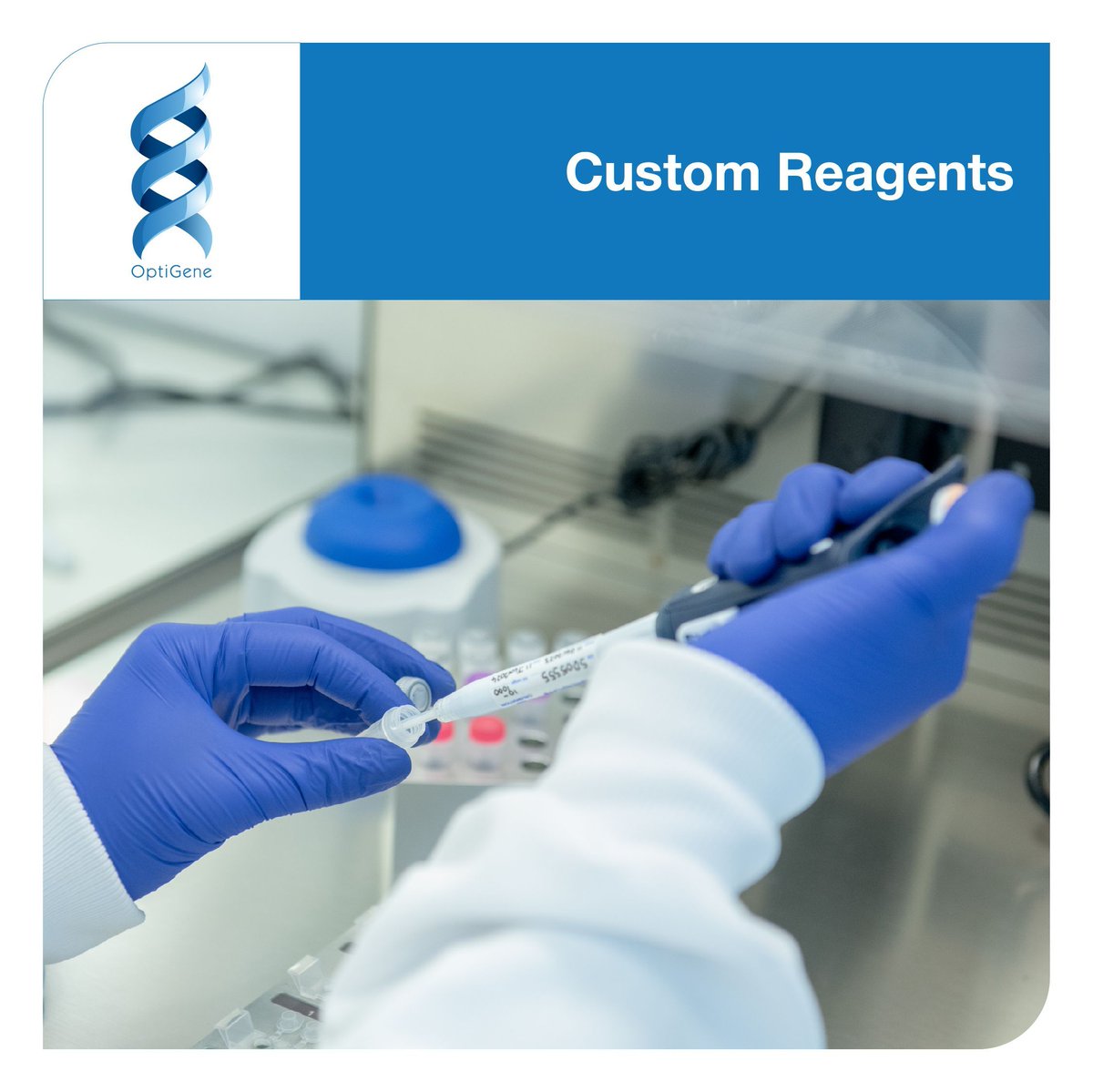 OptiGeneLtd's tweet photo. Custom reagents. OptiGene creates custom reagents that enhance rapid, easy-to-use, real-time isothermal amplification protocols. Find out more here: https://t.co/s39uxKzBJQ #OptiGene #virusdetection #moleculardiagnostics #rapiddetection #bacteriadetection  #diagnostics https://t.co/6pMNQclUOm