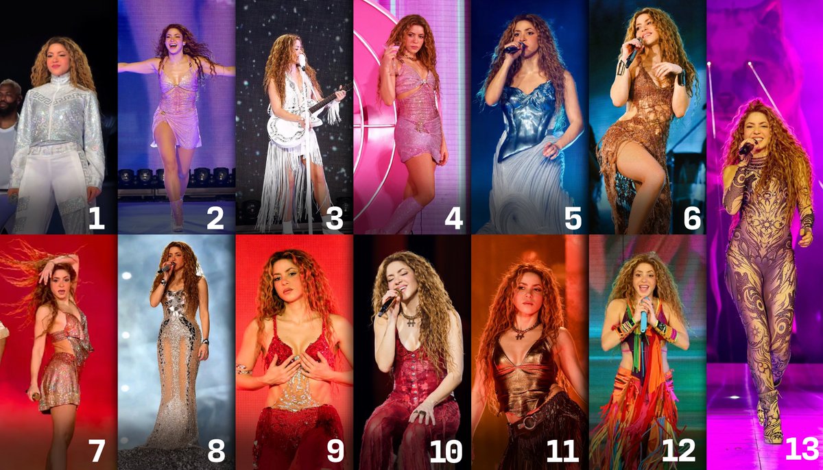 💎| The 13 outfits that Shakira wear yesterday for her first show at her world tour in Rio 🇧🇷!

which one is your favorite?