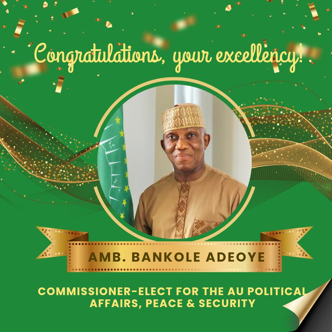 The Secretariat of the <a href="/AGA_Platform/">AGA-APSA Platform</a> wishes to congratulate H.E. Ambassador <a href="/Bankole_Adeoye/">Amb. Bankole Adeoye</a> for his re-election as Commissioner for Political Affairs,  Peace and Security (<a href="/AUC_PAPS/">African Union Political Affairs Peace and Security</a>) of the <a href="/_AfricanUnion/">African Union</a>. All Members of the Platform are wishing you more success in your 2nd term.