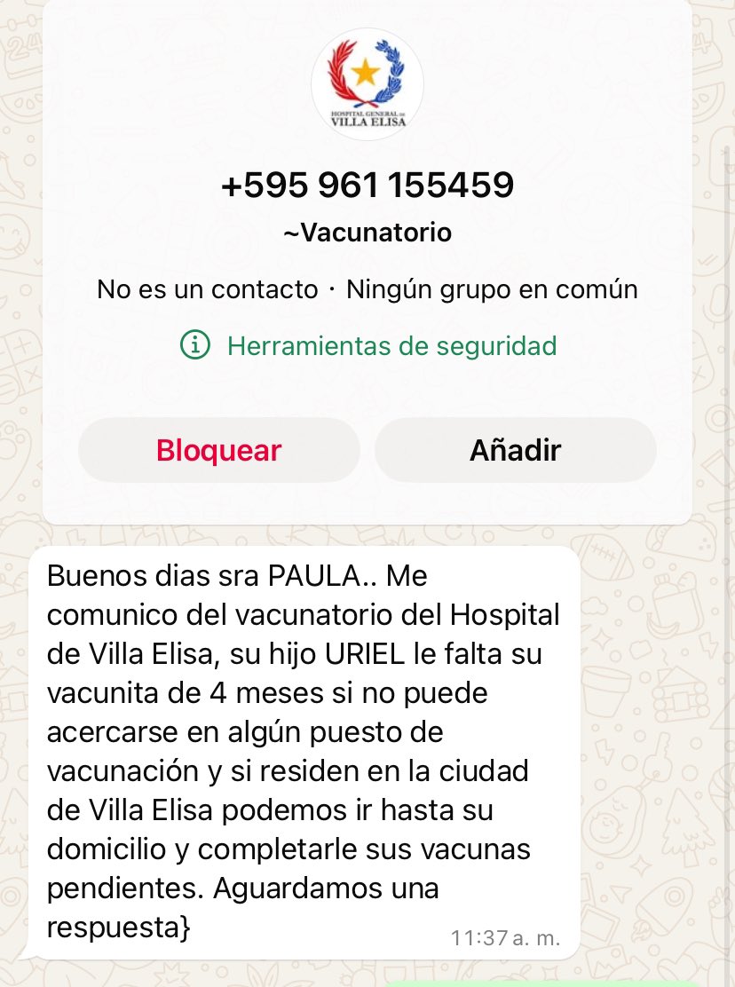 Porque también hay que reconocer lo bueno… BRILLANTE que envíen mensajes recordatorios para la vacunación de los peques 👏🏻 <a href="/msaludpy/">Ministerio de Salud</a>