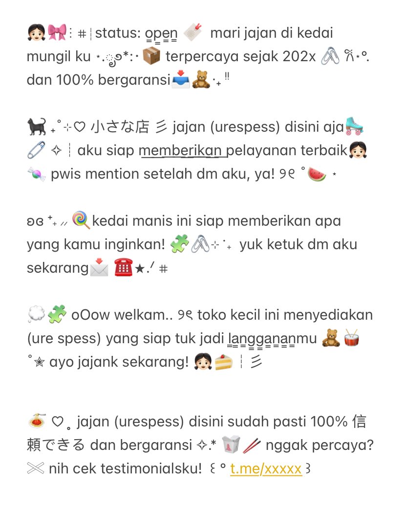 gesdture's tweet image. 🐈‍⬛ —— bantu rt best

wording bio ba ready 3.500/ea

𖥻 📋⋆ take bundle with wording payment only 8.000

ⓘ  ketuk dm aku untuk order!&amp;gt;&amp;lt;

t. #zonauang #zonaba #zonajajan bio payment wording rs ready stock ba