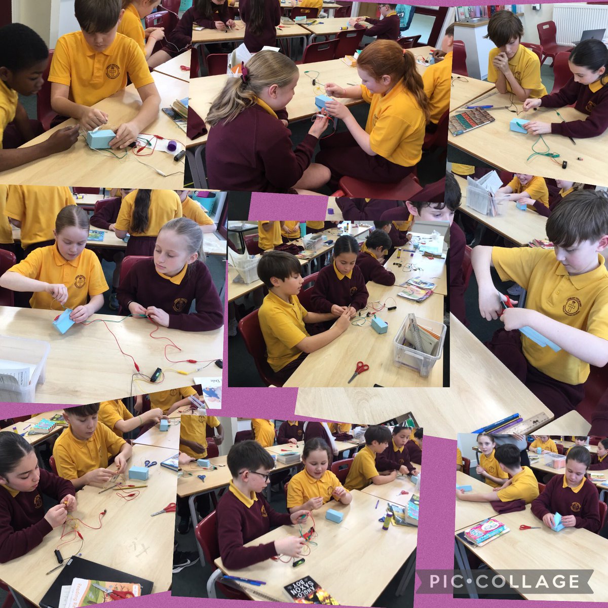 Making our own steady hand game. Needless to say, there was a lot of buzzing around the room.