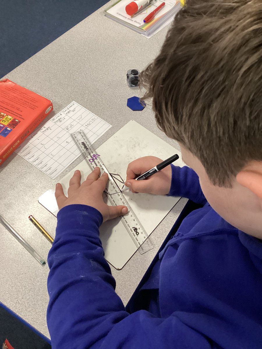 TH_Year6's tweet image. Today we have been working out the sum of internal angles in polygons using our knowledge of triangles.