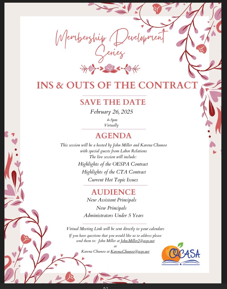 OCASA Membership Development Series. This is not one to be missed!
