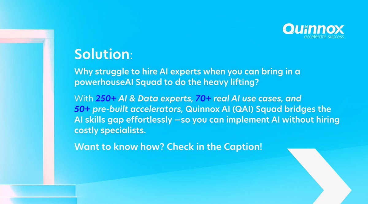QuinnoxInc's tweet photo. Instead of pouring resources into recruiting and training costly specialists, why not tap into a ready-made solution? 
https://t.co/BIrmCsXnsU
 #aiexperts #aiworkforce #innovation #aisquad #QAIStudio #Quinnox #AccelerateSuccess https://t.co/W5m7y9x6pU