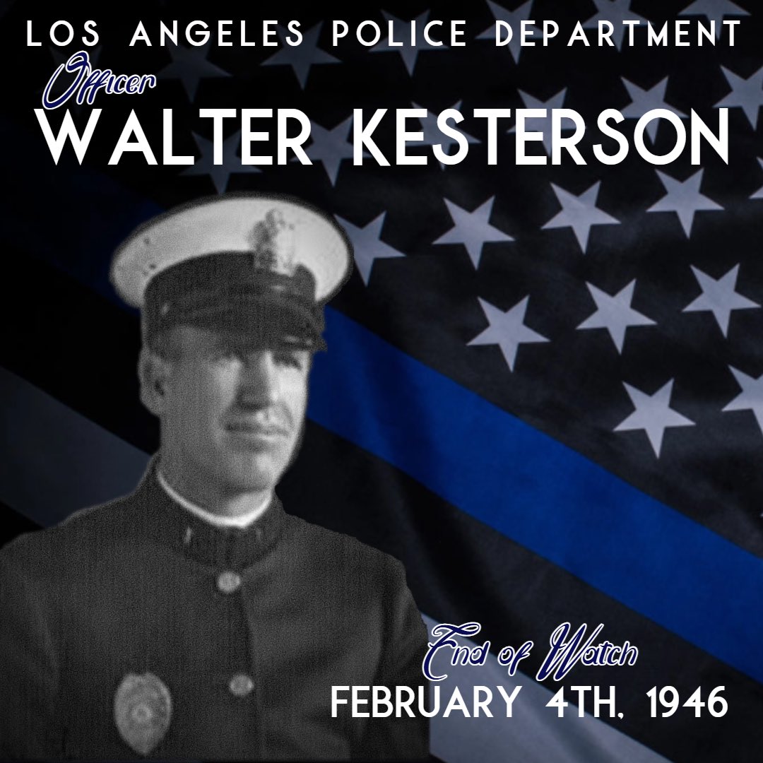 lapmforg's tweet photo. #LAPD #LAPDHISTORY #LAPMF #NEVERFORGET #LAPDHQ

POLICEMAN WALTER KESTERSON
The 4th LAPD Officer profiled that was awarded the Medal of Valor/killed in the line of duty, in our 2025 centennial recognition.

Officer Walter Kesterson, a 17+ year veteran of the LAPD, was working in plainclothes while assigned to Metropolitan division on February 4, 1946.  Kesterson and his partner responded to a robbery call in south Los Angeles. The two officers stopped a vehicle containing two suspects not far from the robbery scene.  One of the armed suspects opened fire, shooting Kesterson in the chest.  Kesterson returned fire killing his assailant.  Simultaneously the second suspect drew his handgun. Despite his mortal wounds, Kesterson engaged and killed the second suspect. Kesterson tragically succumbed to his gunshot wounds.  The two dead suspects were believed to have murdered a Vernon Police Officer a few days prior to murdering Officer Kesterson.  The tragic apprehension of the pair of cop-killers, and murder of Officer Kesterson occurred in a period when the LAPD did not award the Medal of Valor (1936 to 1952).  In 2007 LAPD officially recognized Officer Kesterson’s bravery, service and sacrifice by presenting the Medal of Valor to a family member.