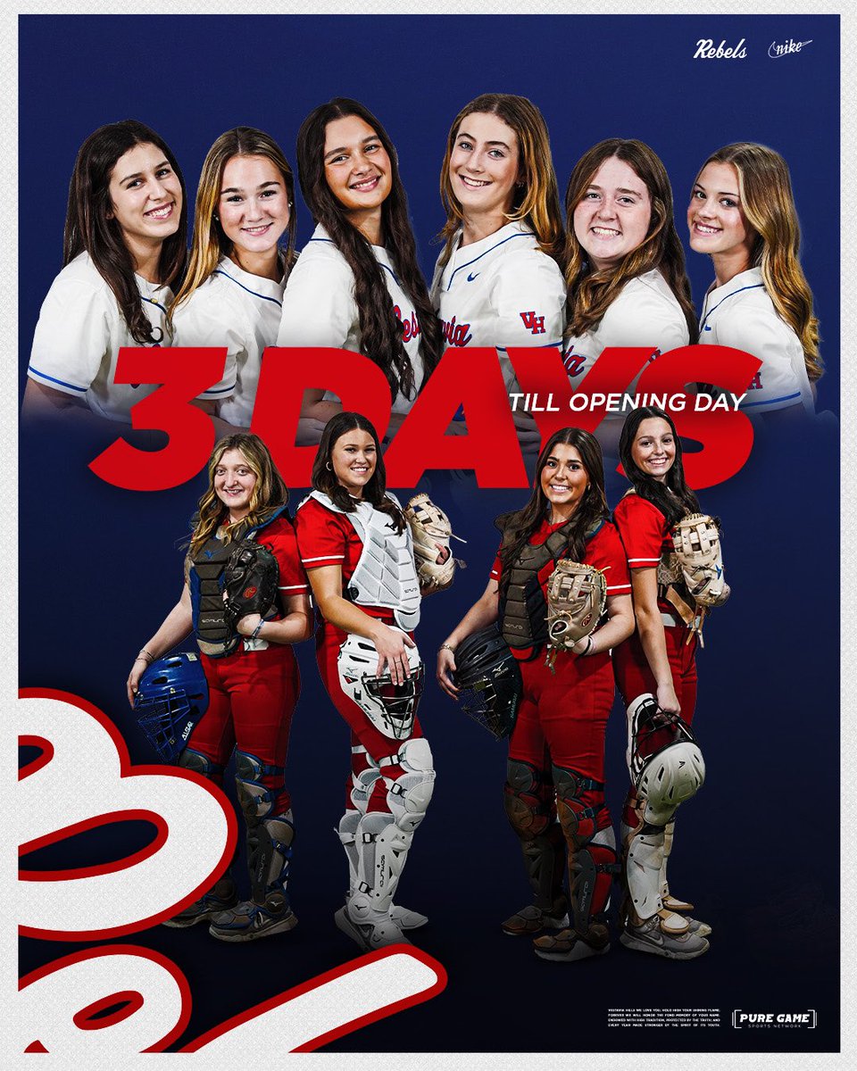 The countdown is on!!! Today we are spotlighting PITCHERS and CATCHERS! 3 DAYS until GAME DAY! #gorebels @1rebelathetics