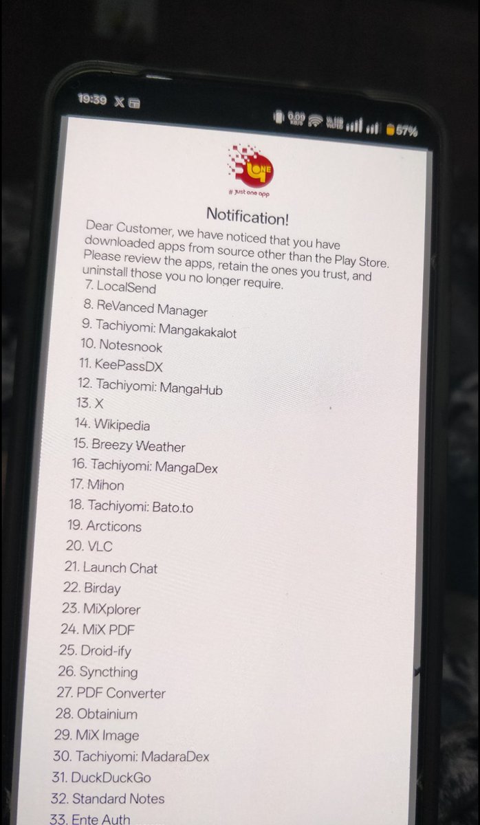 Hey <a href="/pnbindia/">Punjab National Bank</a>, you cannot simply interfere or deny service when users install apps from <a href="/fdroidorg/">F-Droid (@fdroidorg@floss.social)</a>. Focus on hardening your app instead of interfering in users digital rights.

#Fdroid is a legitimate app store for #FOSS #Android apps.