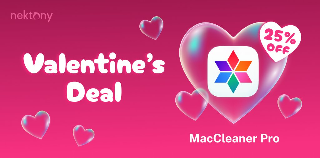 💖 #Valentine's Deal is here! 💖
💘 Get 25% OFF on #MacCleaner Pro and keep your Mac running smooth and fast.

📅 Offer valid till February 16th – don’t miss out!

👉 Grab the deal now: nektony.com/mac-cleaner-pr…