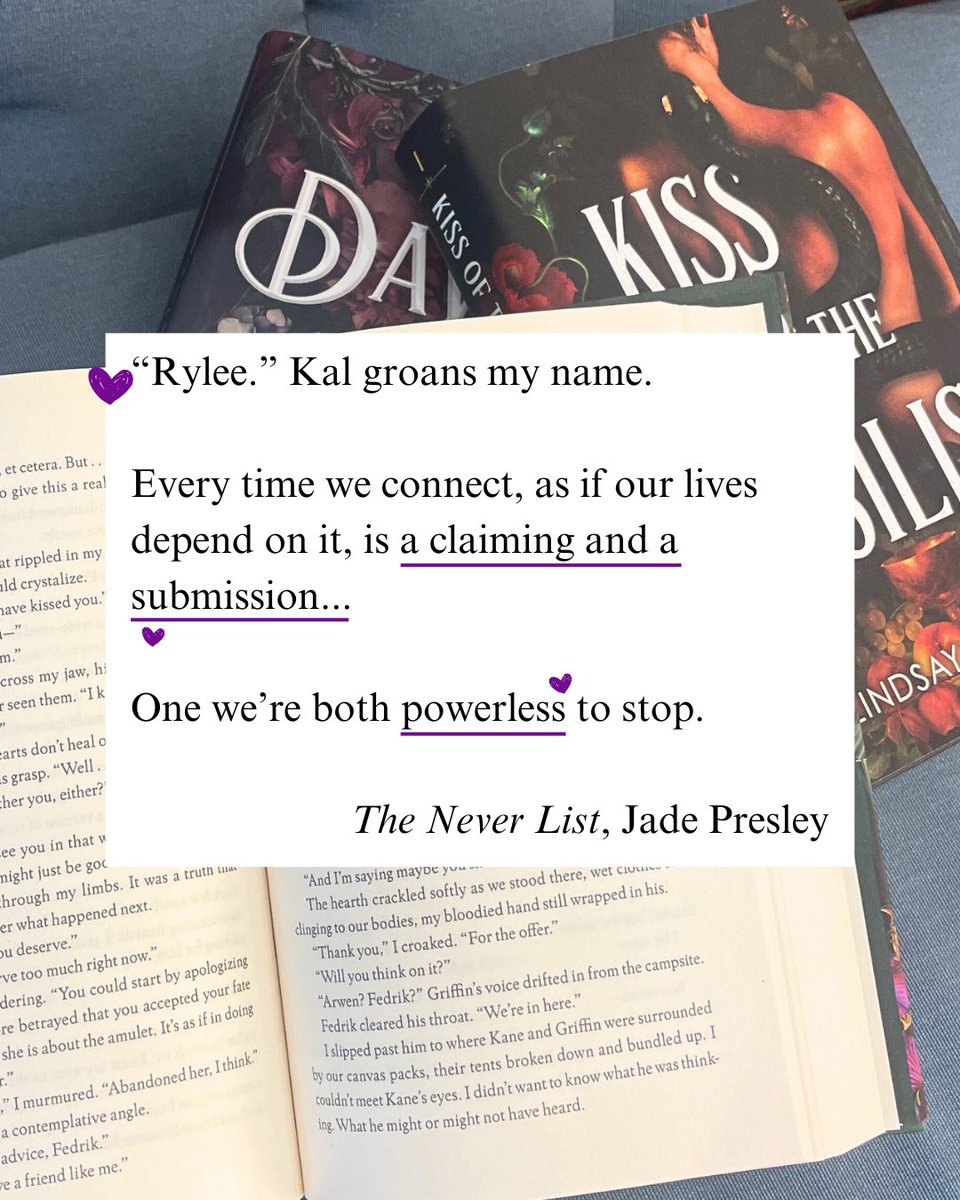 arcadia_books's tweet photo. T-minus 2 days until Valentine's and we're getting HOT under the collar reading some of our steamiest #romantasy titles...

💜 KISS OF THE BASILISK by @oxfordlemon

💜 THE SACRED STONES trilogy by @kategoldenauthor

💜 THE NEVER LIST by @jadepresleyauthor https://t.co/DBCh05Gljr