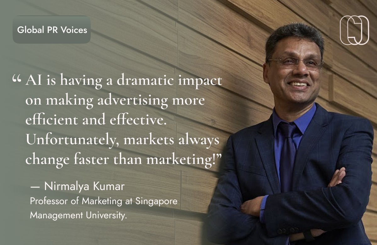 Curzon PR (@curzonpr) on Twitter photo "AI is having a dramatic impact on making advertising more efficient and effective. Unfortunately, markets always change faster than marketing!”
— <a href="/ProfKumar/">Nirmalya Kumar</a>, Professor of Marketing, Singapore Management University <a href="/sgSMU/">Singapore Management University</a>.
#GlobalPRVoices "AI is having a dramatic impact on making advertising more efficient and effective. Unfortunately, markets always change faster than marketing!”
— <a href="/ProfKumar/">Nirmalya Kumar</a>, Professor of Marketing, Singapore Management University <a href="/sgSMU/">Singapore Management University</a>.
#GlobalPRVoices