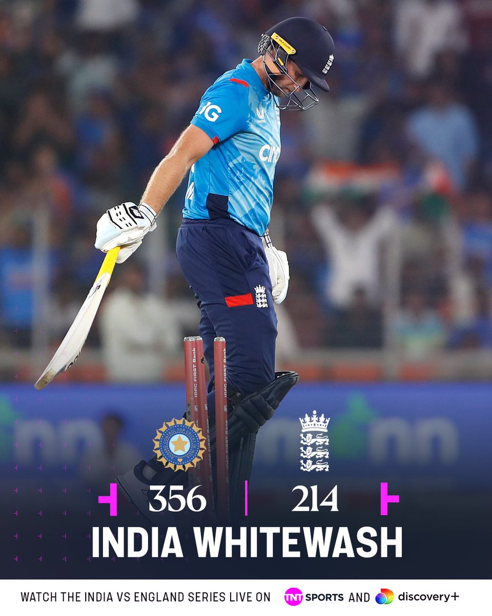 Cricket on TNT Sports (@cricketontnt) on Twitter photo 🇮🇳 INDIA WHITEWASH ODI SERIES 🇮🇳
They dismantle England 3-0 ahead of the ICC Champions Trophy this month!
📺 Watch #INDvENG on <a href="/tntsports/">TNT Sports</a> & <a href="/discoveryplusUK/">discovery+ UK</a> 🇮🇳 INDIA WHITEWASH ODI SERIES 🇮🇳
They dismantle England 3-0 ahead of the ICC Champions Trophy this month!
📺 Watch #INDvENG on <a href="/tntsports/">TNT Sports</a> & <a href="/discoveryplusUK/">discovery+ UK</a>