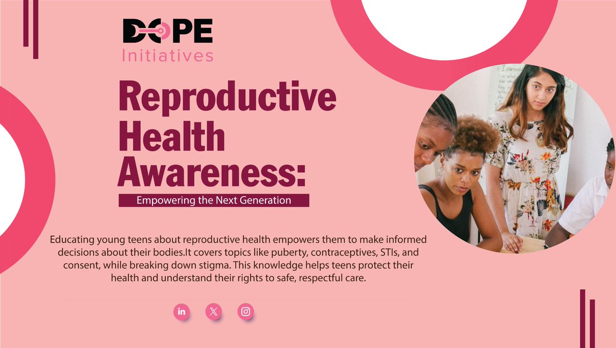 Empowering the next generation with knowledge about reproductive health. Let’s break the stigma, make informed choices, and support one another on this journey. 

 #ReproductiveHealth #YouthEducation #Empowerment #HealthAwareness #InformedChoices #BreakTheStigma #TeensForChange