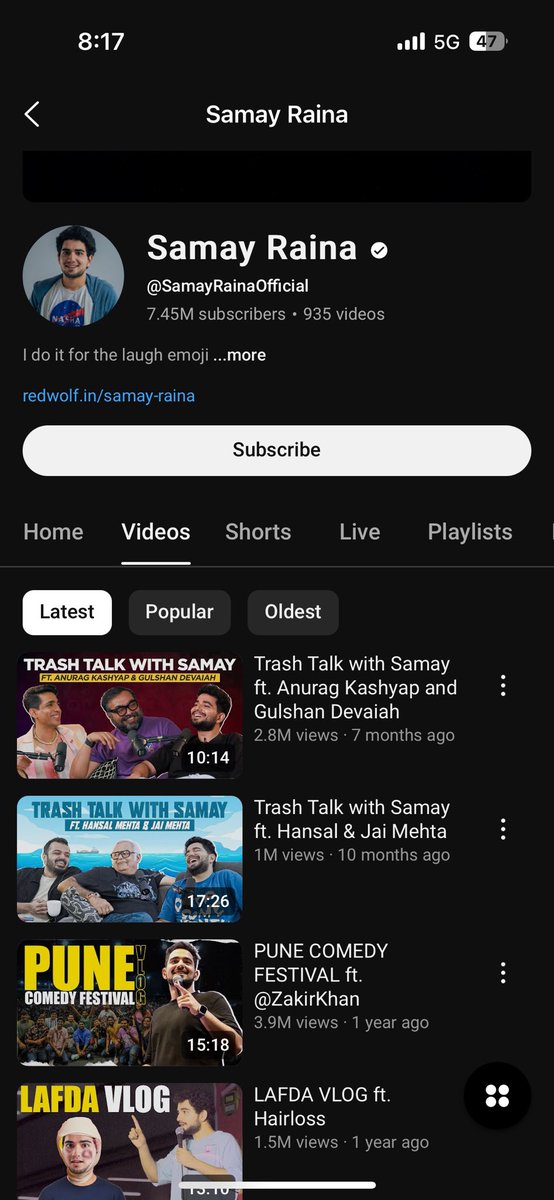 bhavesh87_'s tweet photo. SHOCKING 😳 

Samay Raina deleted ALL his India’s got latent videos.

Can we give this guy a bit of credit?

#RanveerAllahbadia #samayraina #indiasgotlatent https://t.co/0tYIeHORFm