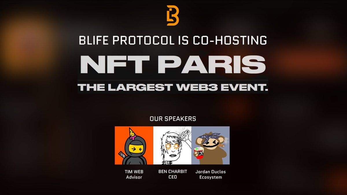BLIFEProtocol's tweet image. 🚀 BITCOIN TAKES CENTER STAGE AT NFT PARIS

The future of Ordinals &amp;amp; Bitcoin is happening NOW

BLIFE is taking over @nft_paris! As event co-hosts and key contributors to the BTC Village, our team will also take the main stage multiple times

#BTCVillage #NFTParis