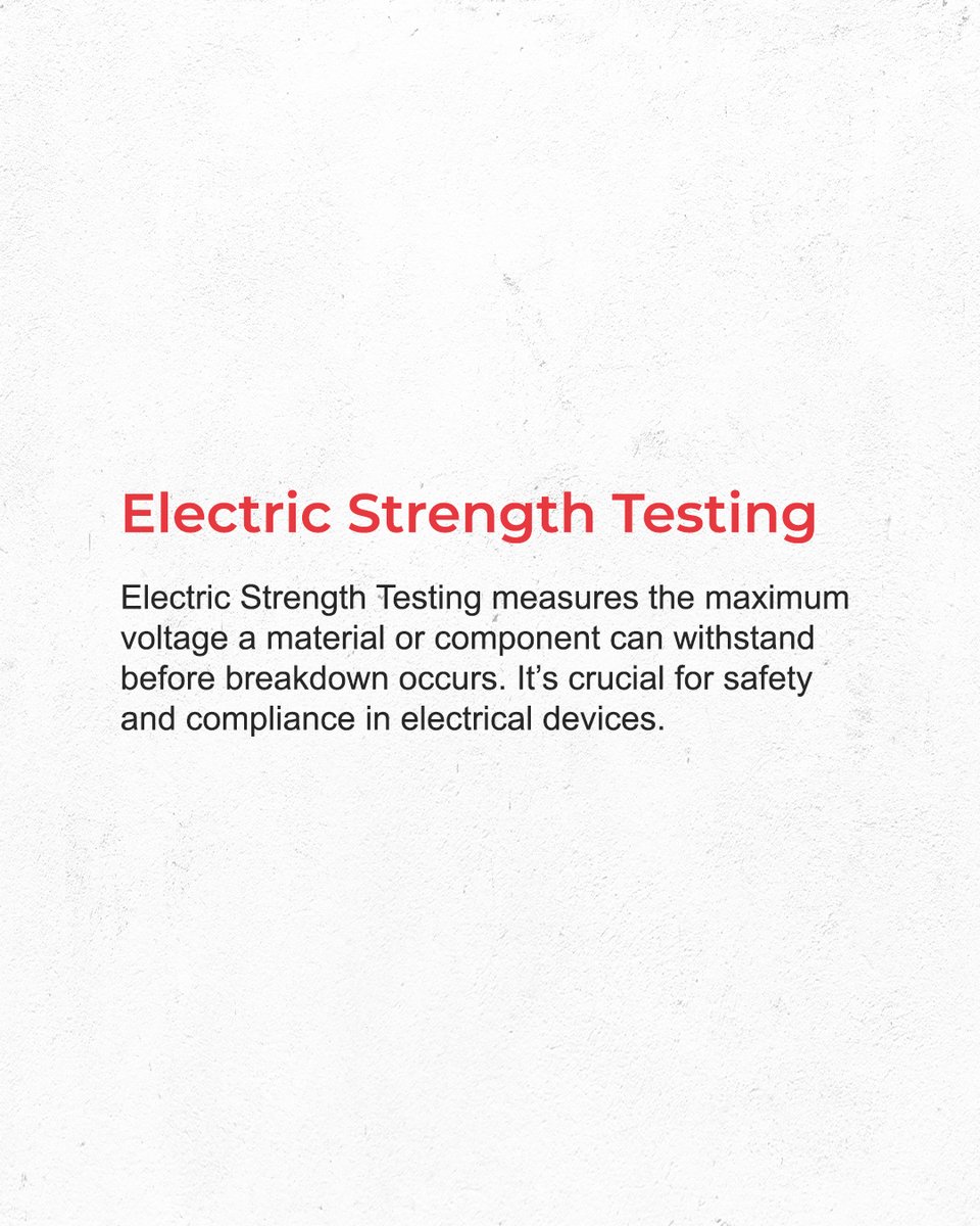 SunrenS18180's tweet image. Pushing boundaries for safety! Electric Strength Testing ensures materials withstand high voltage, keeping devices reliable and compliant.
.
.
#ElectricTesting #VoltageSafety
#ProductReliability #Sunrentechnicalsolutions
#Sunren #sunrentechnicalsolutions