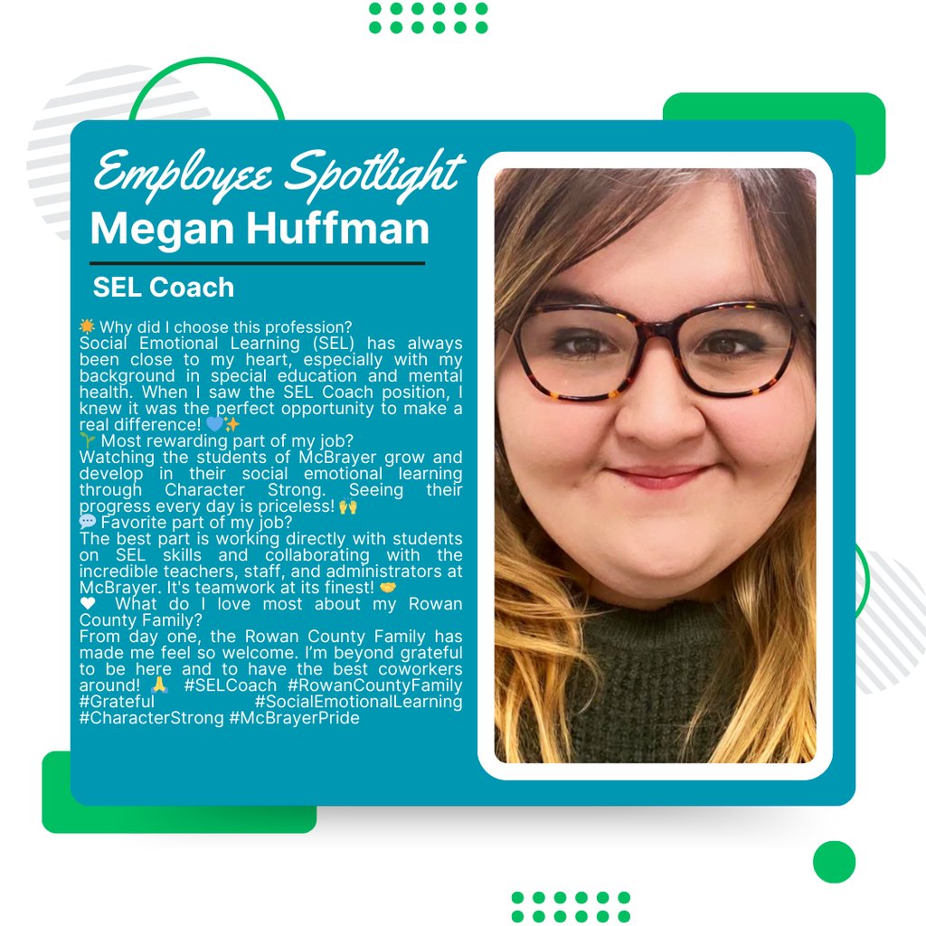 RowanSchools's tweet image. Shoutout to Megan for all her amazing work as our SEL Coach! 🌟 Her dedication to helping students grow through social-emotional learning is truly inspiring. We are so lucky to have her in the Rowan County family. #SEL #RCSchools