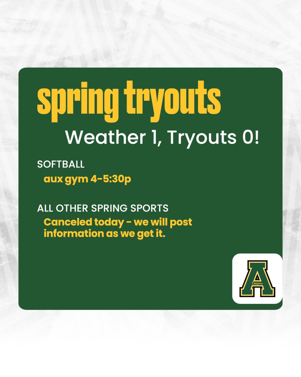 🌧️ weather 1, tryouts 0 🌧️  
<a href="/ApexHighSchool/">Apex High School</a> <a href="/apexhsathletics/">Apex Athletics</a> 
<a href="/BaseballApex/">Apex Baseball</a> <a href="/apexhsgolf/">Apex High Golf</a> <a href="/APEXLAX/">Apex Lacrosse</a> <a href="/ApexWomen/">Apex High Women’s Lacrosse</a> <a href="/ApexHS_WSoccer/">Apex Women's Soccer</a> <a href="/SoftballApex/">Apex HS Softball</a> <a href="/ApexHighTennis/">Apex High Women's & Men's Tennis</a> <a href="/apextrackxc/">Apex Track & XC</a>