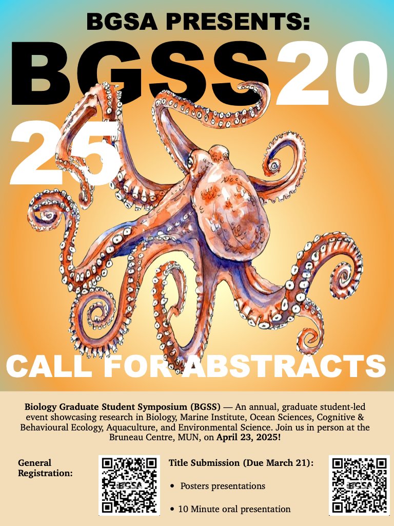 Biology Graduate Student Symposium (BGSS) registration is open! This year, we are very excited to offer this year's Biology Graduate Student Symposium (BGSS), which is being held on April 23rd, 2025. The symposium is being held in the Bruneau Centre.