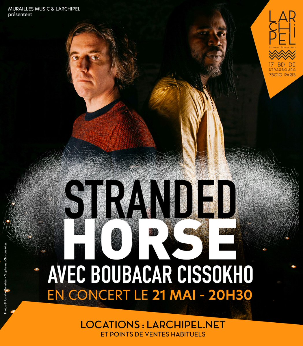 [annonce concert]
🗓️ STRANDED HORSE avec BOUBACAR CISSOKHO le 21/05
🎟️ à partir de 17€
🎼 Musique du monde
ℹ️ larchipel.net/spectacle/stra…
Les arpèges de la guitare classique et de la kora entrent en résonance et tissent un univers hors temps entre mondes musicaux.