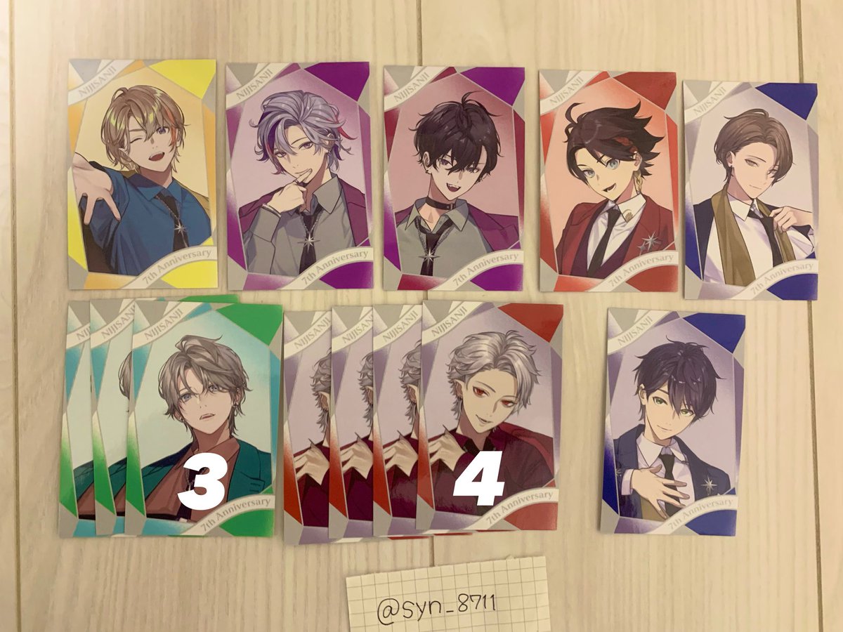 syn_8711's tweet photo. 【交換】 にじさんじ 7th Anniversary 7周年 チェキ風カード 

【譲】画像参照(💖の物はR)
【求】🗝💸

R同士、N同士での交換でお願いします。
郵送でのお取引希望です。
検索からでもお気軽にお声掛けください。 https://t.co/9pJ3InpVYx