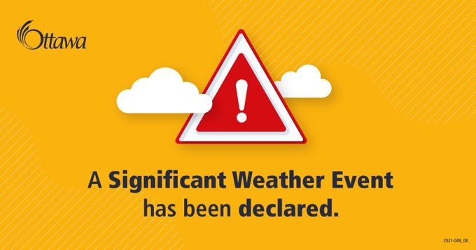A red caution sign with a white exclamation mark is in the centre. The background colour is yellow and white clouds are floating around the caution sign. 