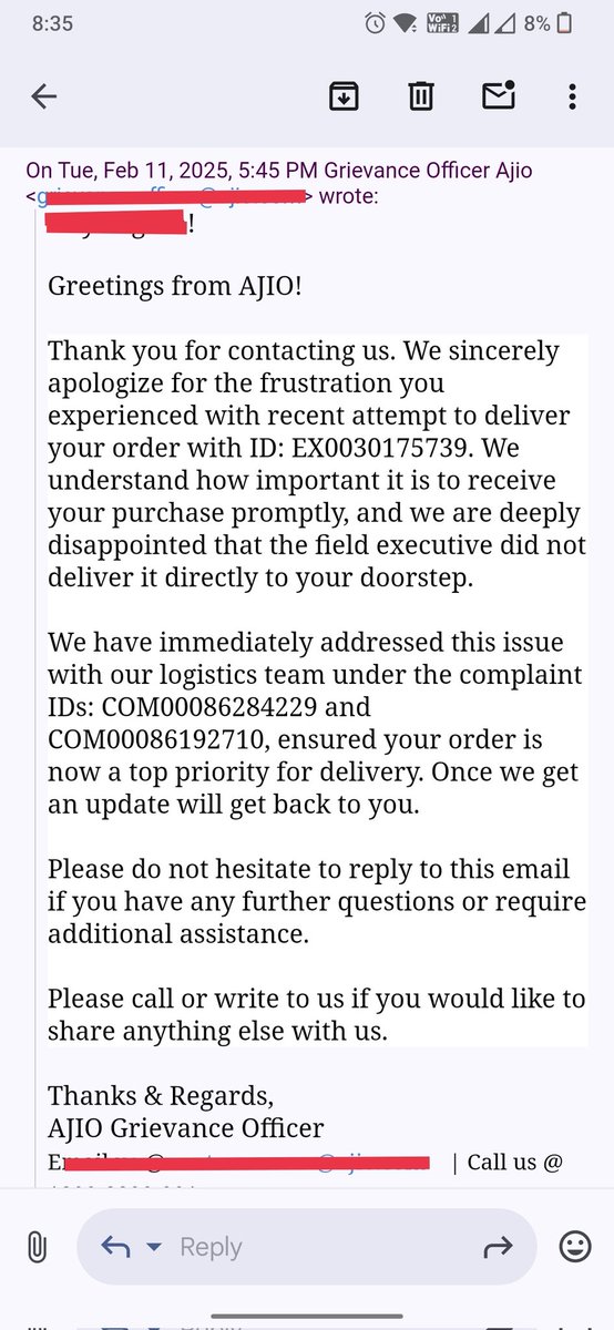 pradeep1k's tweet image. @AjioCares Raised a grievance call but the issue remains unresolved. The customer care executive disconnected my call. Do you want me to send the details to Mr. Ambani for further action? #CustomerService #UnresolvedIssue @BandBajaateRaho @jaagograhakjago