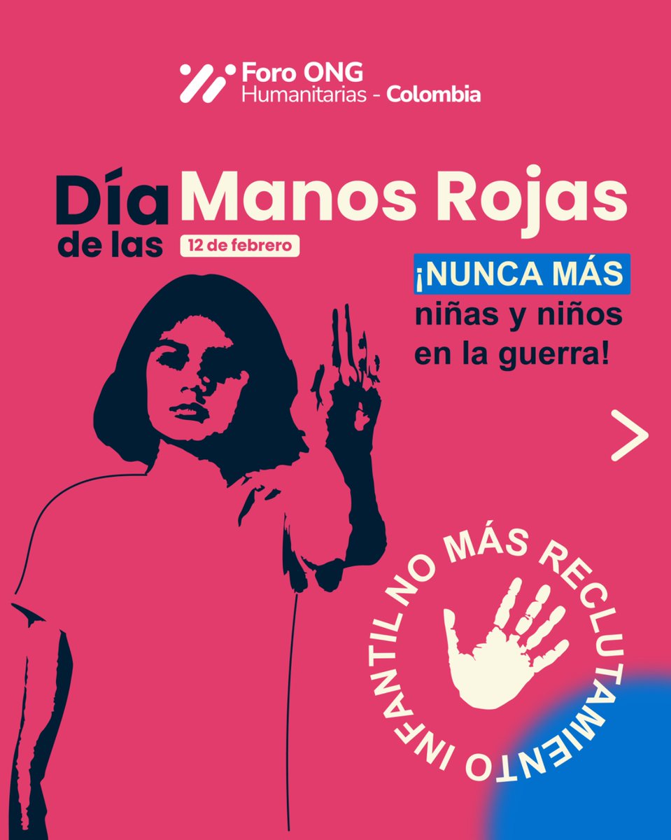 HumanitarianCol's tweet image. Hoy, en el #DíaDeLasManosRojas, nos unimos al llamado global para decir ¡Nunca más niñas y niños en la guerra! 🚨

Comparte este mensaje y usa el hashtag #DíaDeLasManosRojas para amplificarlo. 📢

#ManosRojas #NoMásMenoresEnLaGuerra #InfanciaSeguraYA #NoAlReclutamiento