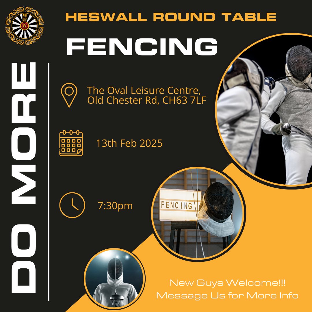 Tired of the WFH grind? 👔🥱

Break free from Zoom calls and boring meetings? 💻😴

Join Heswall Round Table and make your weeknights as fun as your weekends! 🎉

Don't let another day slip by

Message us for more info 

Our next Social! 💪

🤺 Fencing 13/02 7:30pm at The Oval