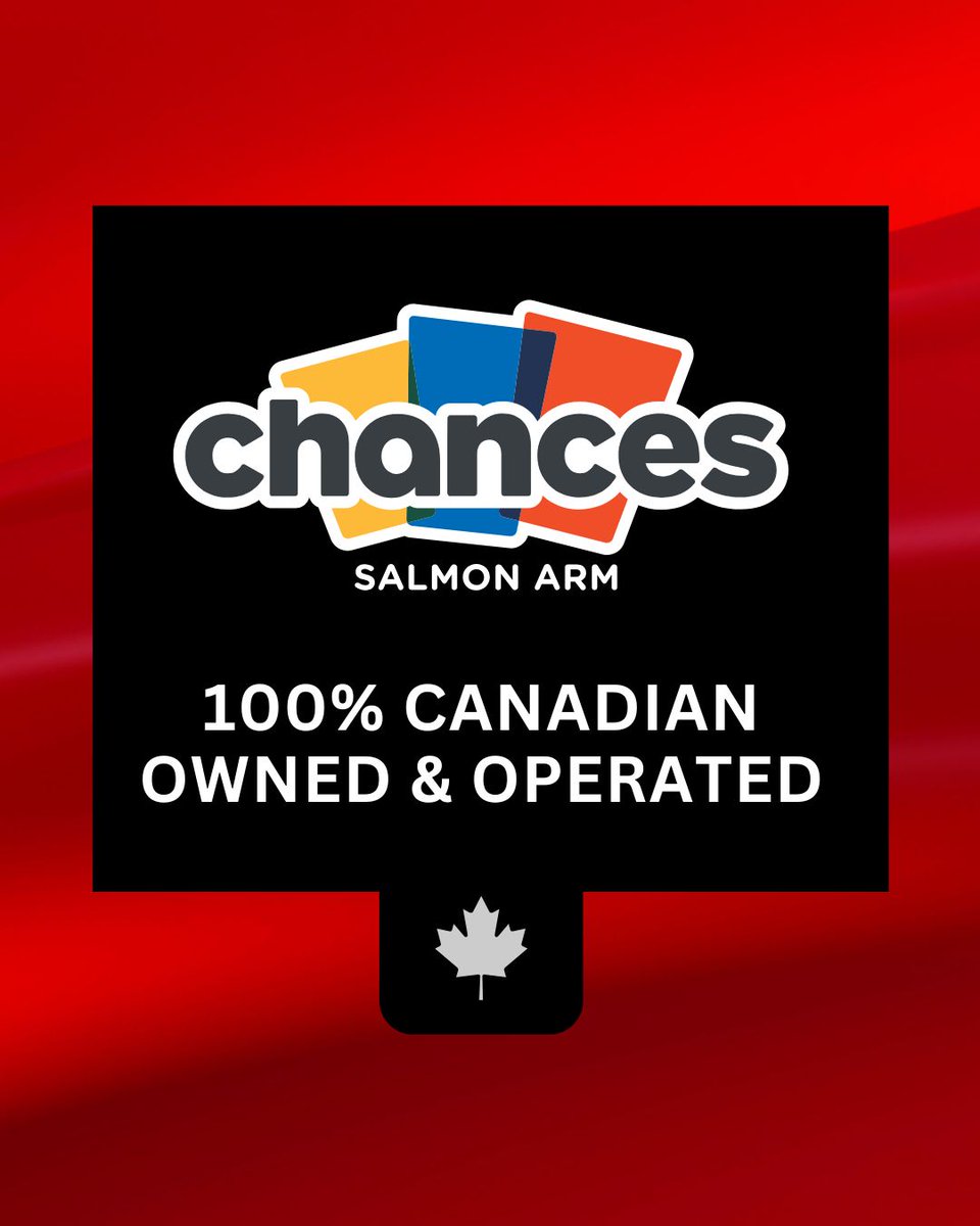 SA_Chances's tweet photo. 🇨🇦 Fun Fact! 🇨🇦
Did you know that Chances Salmon Arm is 100% Canadian-owned and Operated? https://t.co/gSB2WHGac5