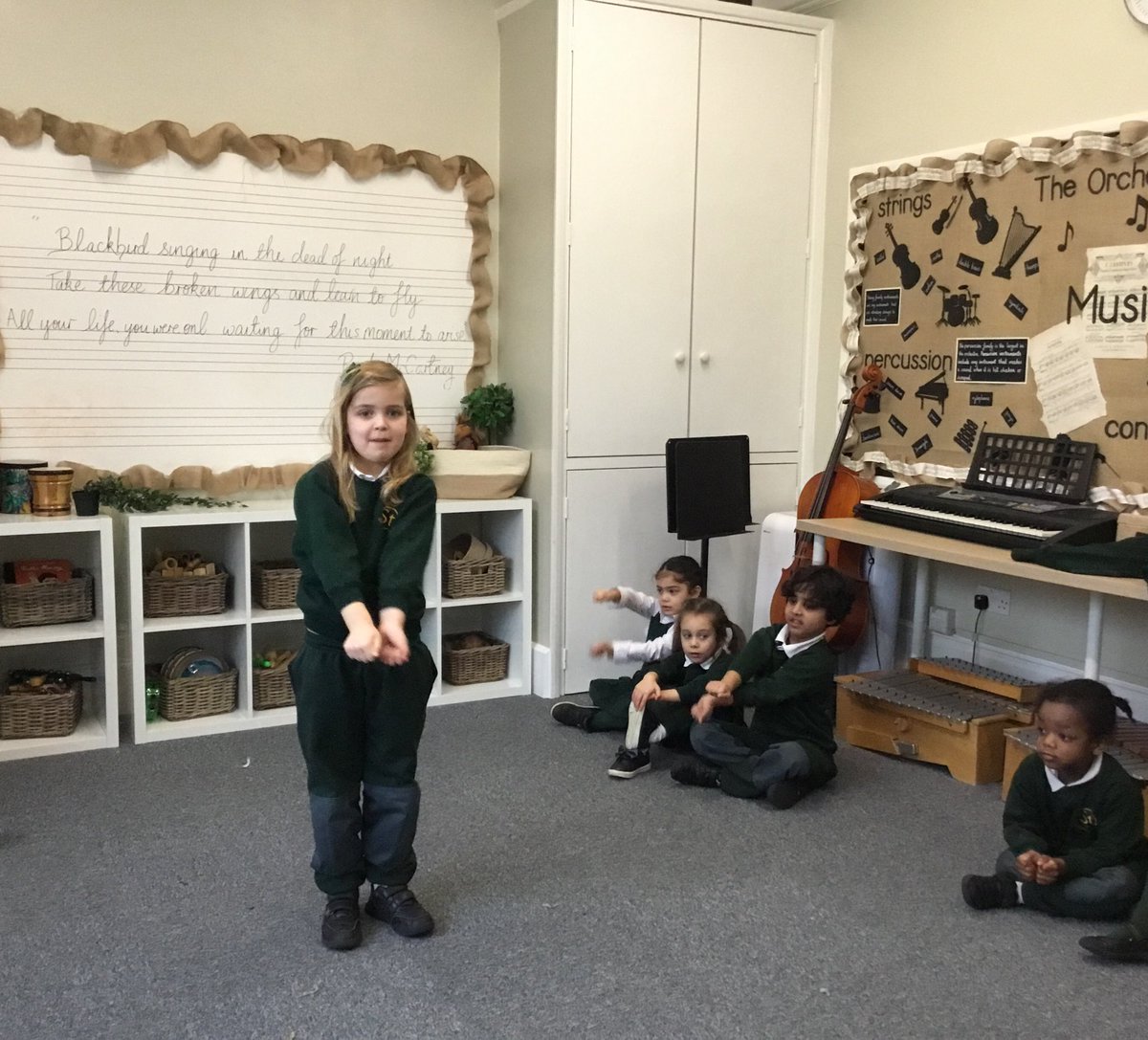 StOlavesMusic's tweet photo. We learnt about finding the #confidence to perform in @StOlavesRecep Music lesson today. By smiling at our friends while they performed, we gave them the superpower of ‘confidence’! We cheered and called out ‘encore!’ #StOlavesPrepMusic #StOlavesPrepReception #StOlavesPrepEYFS https://t.co/EeI33RVRKe