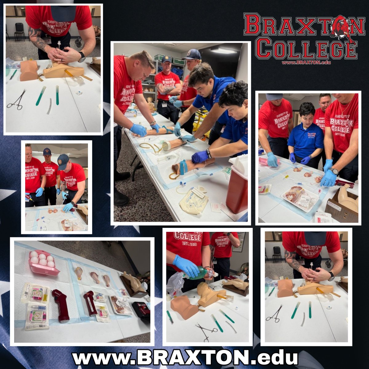 BraxtonCollege's tweet photo. 🔥 Our Braxton College Paramedic students are putting in the work! 💪 This week they honed their skills practicing IVs, IOs, and Crics. San Carlos Fire Department, Cape Coral Fire Department, Lehigh Fire Department, Charlotte County, Pine Island Fire Department &amp; South Trail FD. https://t.co/M3o63SXqHD