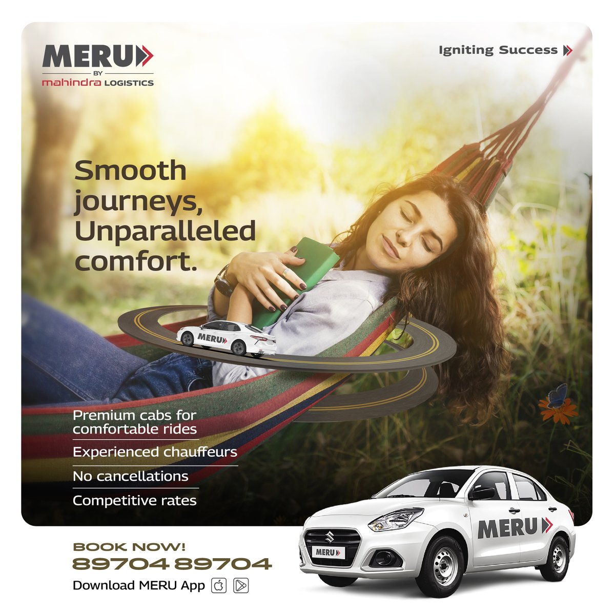 Mahindralog_MLL's tweet photo. Your outstation trips deserve the best rides that offer unparalleled comfort. Get top-end and well-maintained cabs for your outstation trips with MERU.
Book your ride now @8970489704
Download App Now:
Android: https://t.co/wxacTVwwX4
iOS: https://t.co/8IBtQR94br
#MeruCabs https://t.co/bgZoyeyU2J