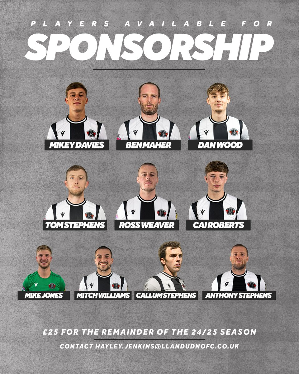 Llandudno FC (@llandudnofc) on Twitter photo Player Sponsorship 🤝
We have 10 players in our first team squad still available to sponsor for just £25 😁
Interested in supporting your local football club whilst promoting your business? Contact hayley.jenkins@llandudnofc.co.uk 📨
#LlandudnoFC #WeAreOne #KeepTheFaith Player Sponsorship 🤝
We have 10 players in our first team squad still available to sponsor for just £25 😁
Interested in supporting your local football club whilst promoting your business? Contact hayley.jenkins@llandudnofc.co.uk 📨
#LlandudnoFC #WeAreOne #KeepTheFaith