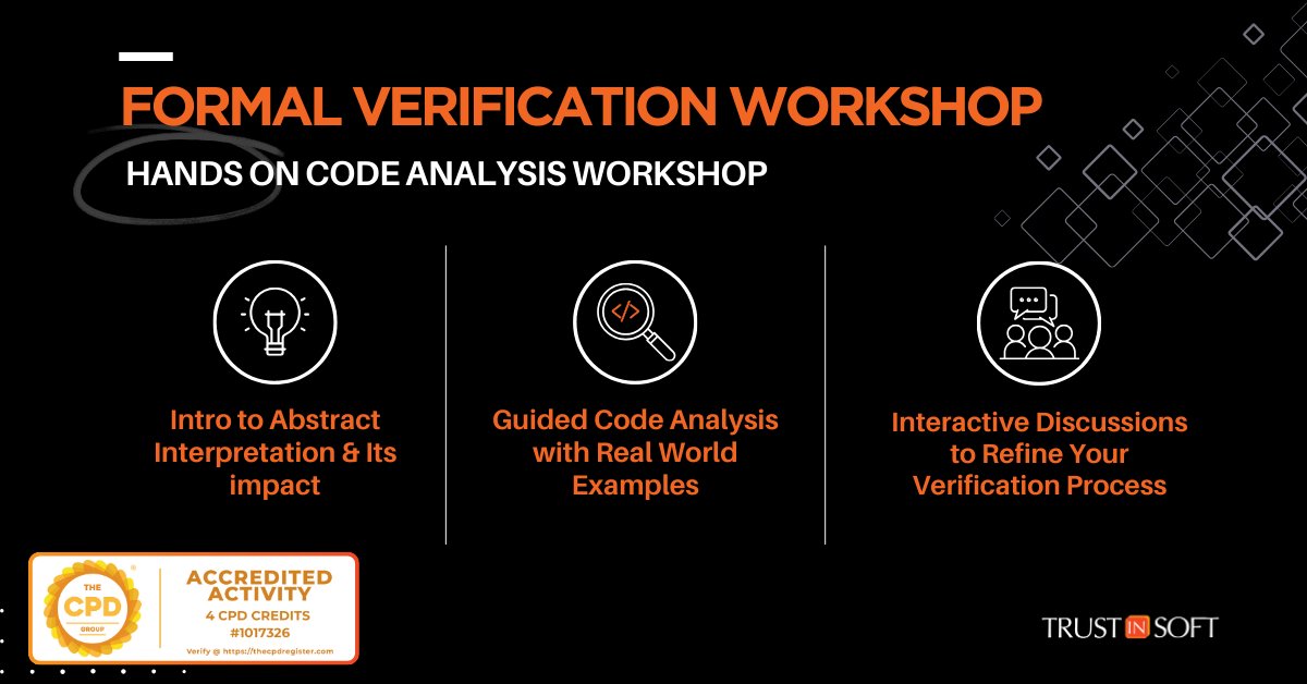 TrustInSoft's tweet image. Code with unmatched assurance. ✅
Join our workshop to learn how to catch vulnerabilities early using advanced code analysis techniques.
➡️ Gain practical skills, network with experts, & get accredited.
Secure your spot: bit.ly/3QbTNk0
#CodeAnalysis