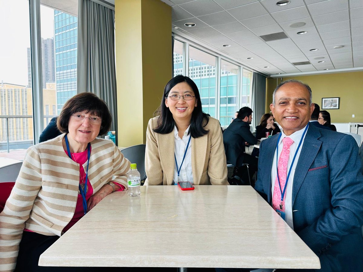 csdwustl's tweet image. At the #UN for #CSOCD63, International Director Li Zou has met with officials from several nations about national #ChildDevelopmentAccount policy proposals. Here, Zou chats with @IASSW_AIETS Main UN Representative Lynne Healy &amp;amp; @ICSDOfficial President Manohar Pawar.

#MacroSW