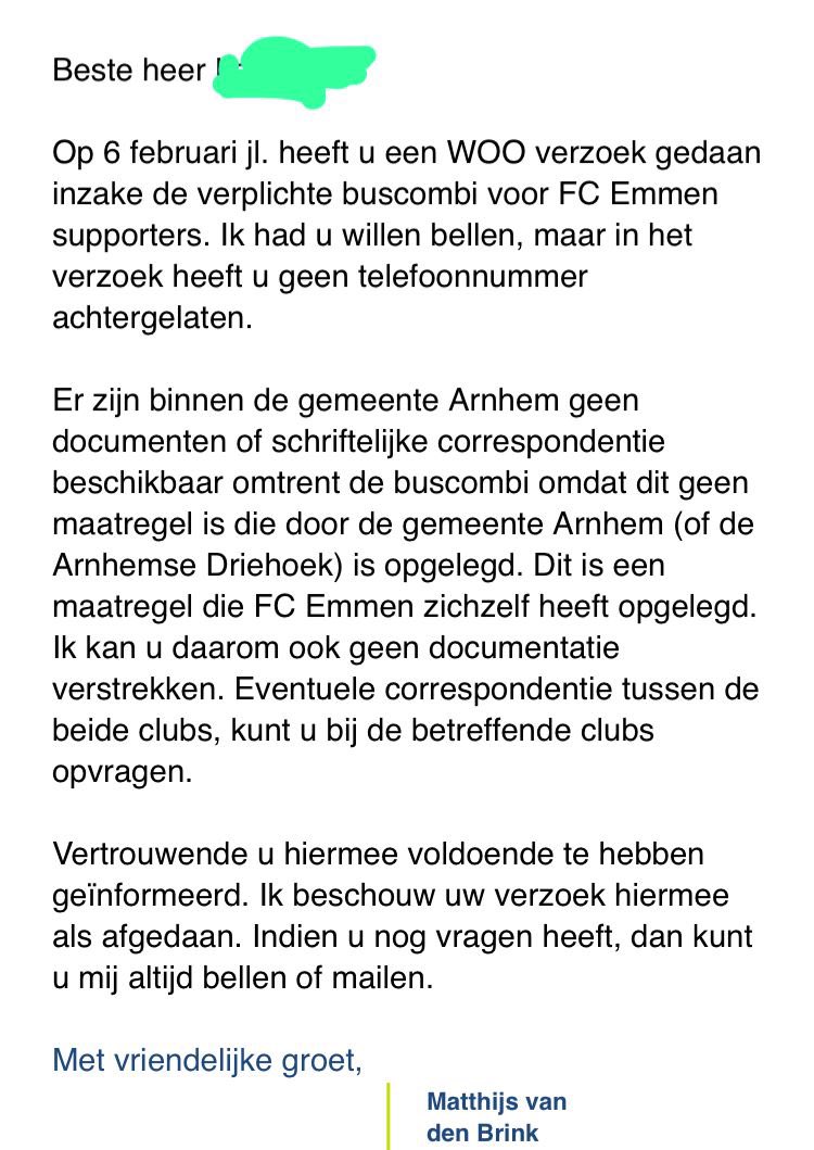 De verplichte buscombi bij Vitesse uit is geïnitieerd door……. <a href="/FC_Emmen/">FC Emmen</a> 🤨