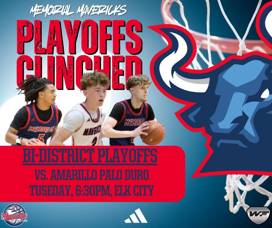 Wichita Falls ISD Athletics (@wfisdathletics) on Twitter photo π¨π Memorial Mavericks Playoff Info! ππ¨
π
Tuesday, February 18
π 6οΈβ£:3οΈβ£0οΈβ£ PM
π Elk City
π» mavsontop.com
π΅π΄ Letβs go, Mavs! Bring the energy! πͺπ
#MavsOnTop #teamWFISD
<a href="/_CoachBien/">Carter Bien</a> <a href="/CoachBindel/">Marc Bindel</a> π¨π Memorial Mavericks Playoff Info! ππ¨
π
Tuesday, February 18
π 6οΈβ£:3οΈβ£0οΈβ£ PM
π Elk City
π» mavsontop.com
π΅π΄ Letβs go, Mavs! Bring the energy! πͺπ
#MavsOnTop #teamWFISD
<a href="/_CoachBien/">Carter Bien</a> <a href="/CoachBindel/">Marc Bindel</a>