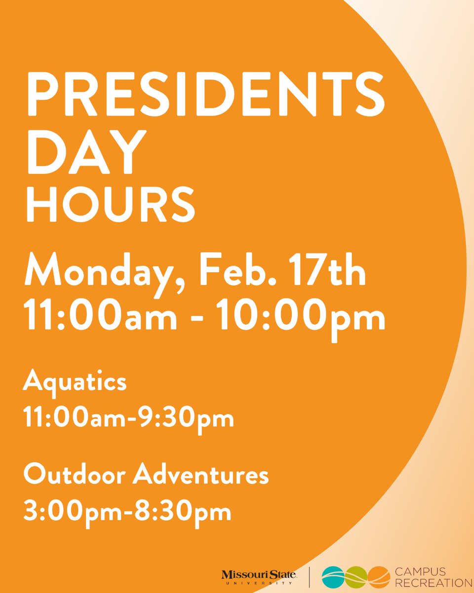 _MSUCampusRec's tweet image. Everyone loves a three day weekend! For Presidents Day we will be opening a little later, so go ahead and hit snooze on the alarm a few times!