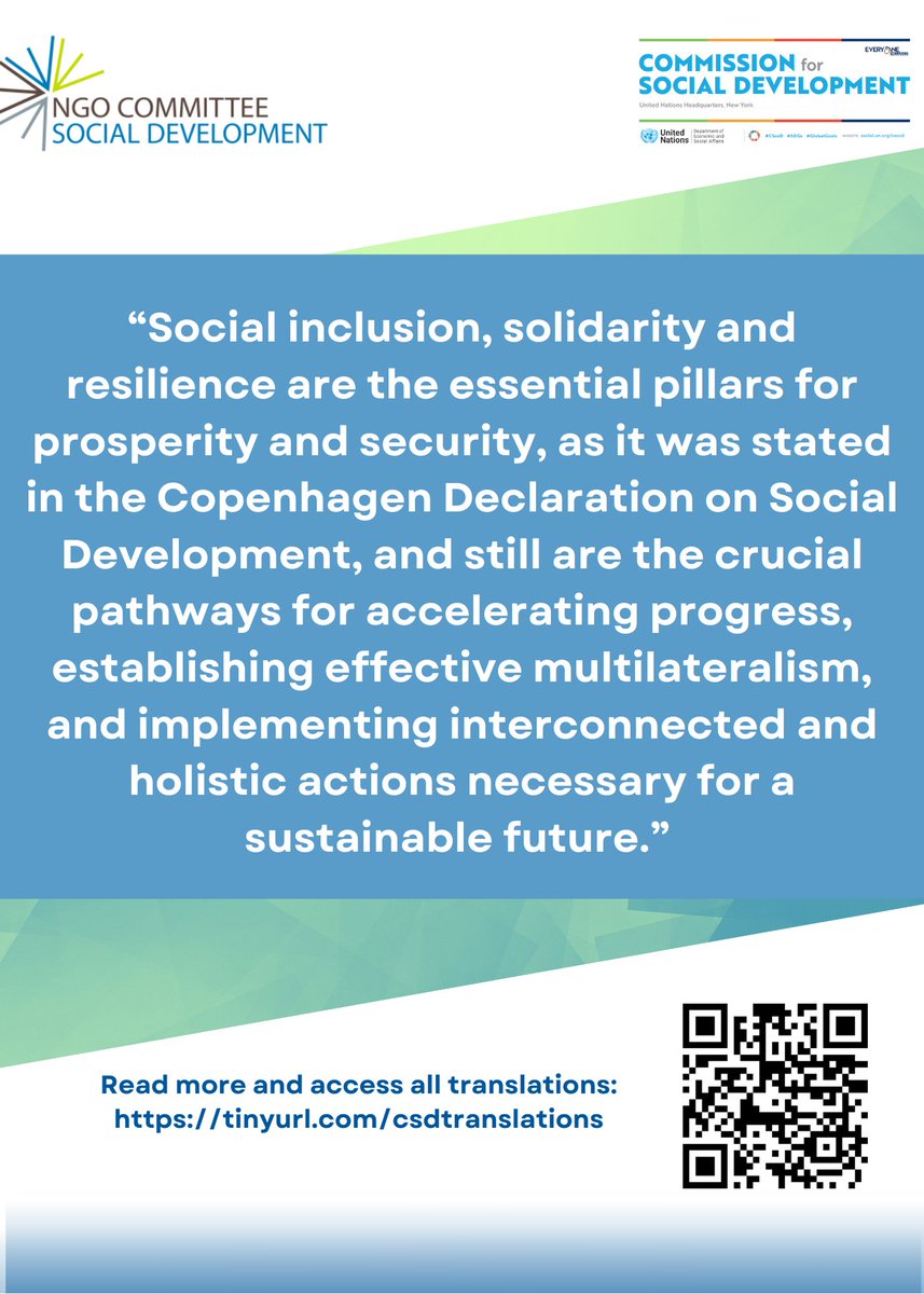 NGO Committee for Social Development (@ngocsocd) on Twitter photo The Civil Society Declaration is prepared yearly by the NGO CSocD on the Commission priority theme, and was presented at the Opening of #CSocD63. We count on your signature in the 2025 Civil Society Declaration. #CSocD63 tinyurl.com/csd2025-sign The Civil Society Declaration is prepared yearly by the NGO CSocD on the Commission priority theme, and was presented at the Opening of #CSocD63. We count on your signature in the 2025 Civil Society Declaration. #CSocD63 tinyurl.com/csd2025-sign
