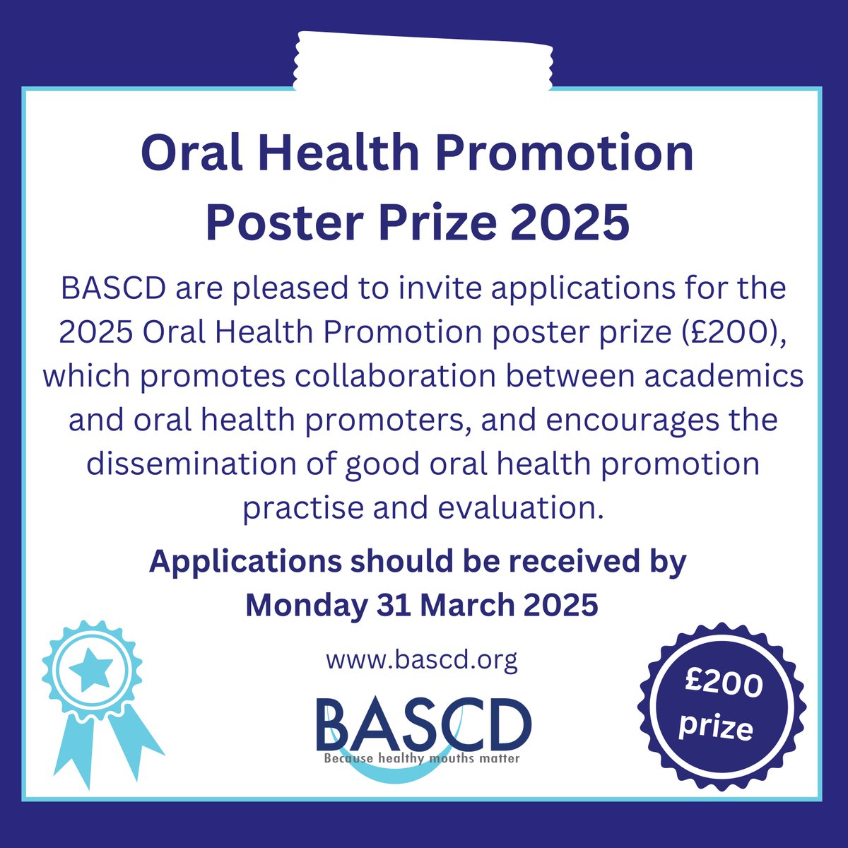 Promote oral health like never before  🌟 Submit your poster showcasing innovative health promotion &amp; evaluation practices for a chance to win £200 &amp; a certificate.  Deadline: 31 March. 
postly.click/EMvD!