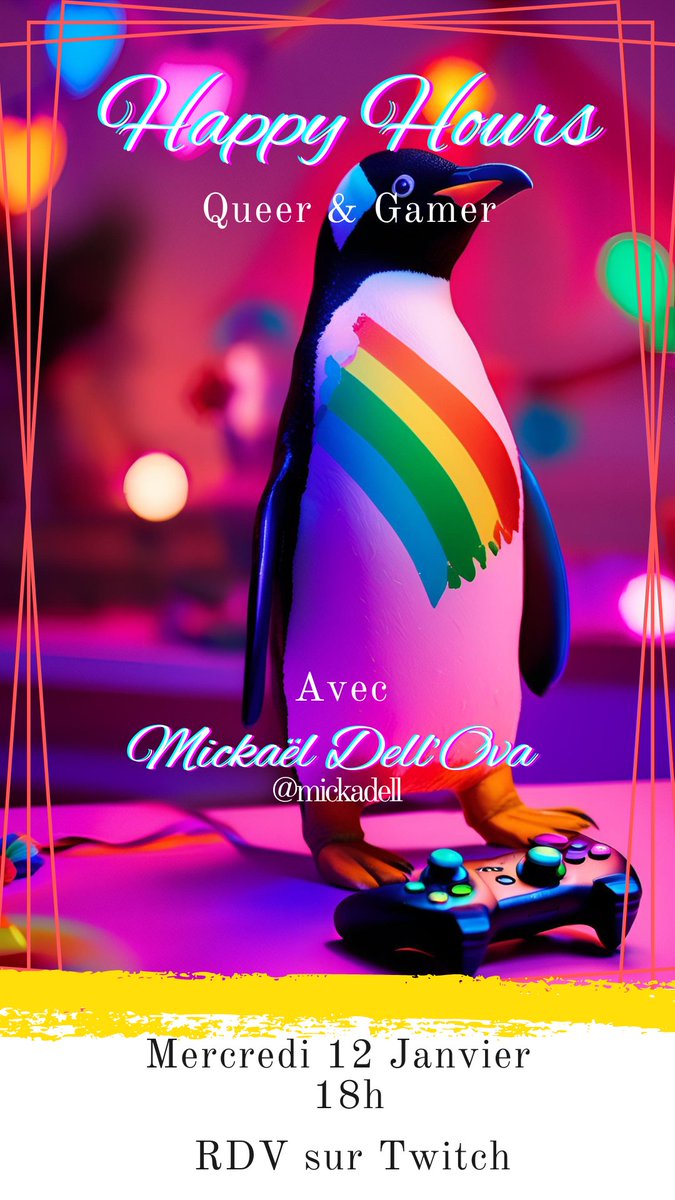 RDV dans une petite heure et demie pour papoter de la représentation LGBT+ dans le Jeu Vidéo avec <a href="/DellMicka/">hubpron video 🇲🇾</a> en invité et la participation de <a href="/naochotto/">Nao</a> 
Venez papoter avec nous !
➡️twitch.tv/nhiipingu