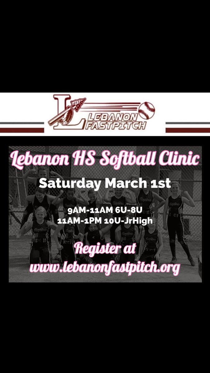 LebanonFastpit1's tweet photo. Spring Softball Clinic is in 17 days! Sign up today at https://t.co/Qf5GIxOJ2G https://t.co/7lFTF0CEOg
