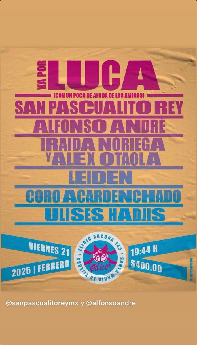 OnceNoticiasTV's tweet photo. 🟢 #AlMomento | El próximo 21 de febrero, en @multiforoalicio, se llevará a cabo el concierto #VaPorLuca, en apoyo a @lucaortega, con @sanpascualitor. @LeonLeidenMusic, @AlejandroOtaola, IraidaNoriega y muchos más.

@campechita en #OnceNoticiasDigital 🔻 https://t.co/9eDiNS1LGK