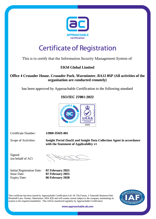 IMPORTANT ANNOUNCEMENT🛑
We’re thrilled to share that EKM Global is now ISO 27001:2022 certified!⭐️
ISO 27001 is the world’s best-known standard for Information Security Management Systems (ISMS)
#Trust #Automated #InternationalStandard #SafeGuardingYourData
#ManagedPrintServices