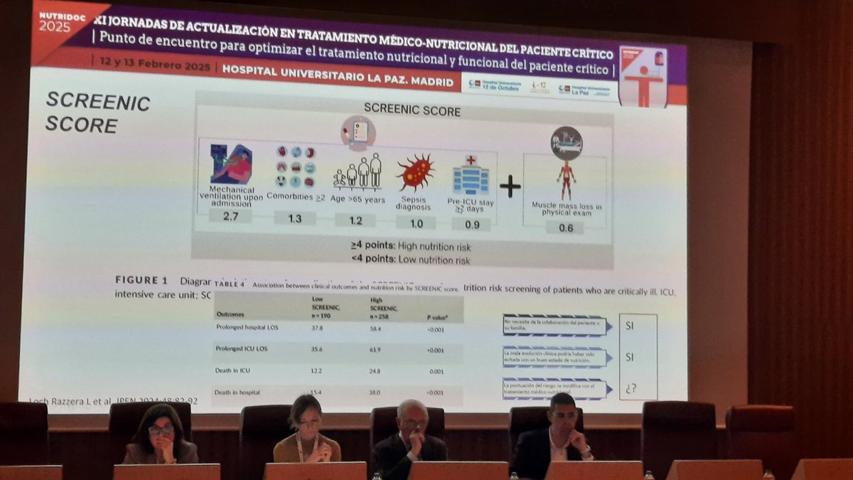 Comienza #NUTRIDOC2025  repasamos los conceptos básicos de #desnutrición #síndromeDeRealimentación y cribado nutricional en el paciente crítico. Herramientas específicas: nutriscore y screenic score con la Dra. Valero