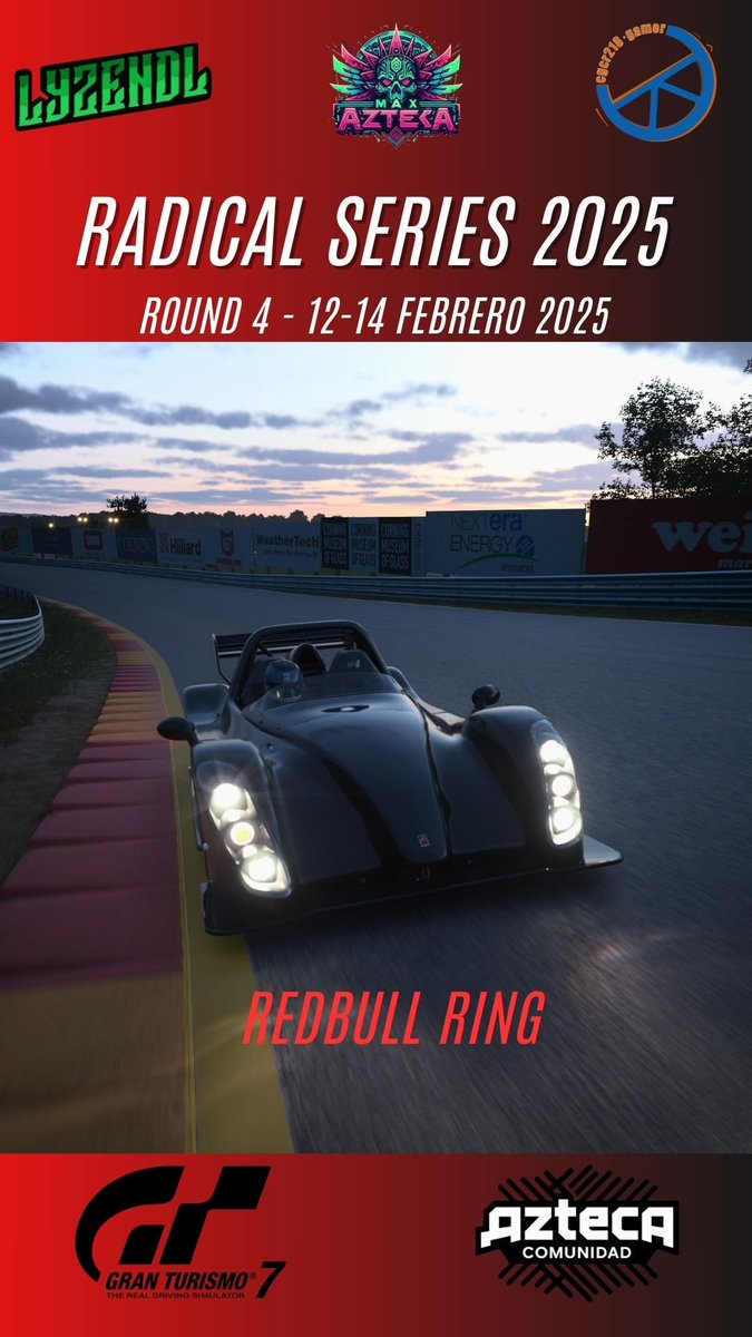 cgcr218's tweet photo. 🏆Radical Series 2025 by #ComunidadAzteca Ronda 4
📍Red Bull Ring
🏁25 vueltas
⌚️21:00 hrs. (CDMX)
📺Grupo A 12-02-2025 https://t.co/5fXdpvaoGC
📺Grupo B 14-02-2025 https://t.co/gvkf8kgdLZ
Los esperamos https://t.co/BuWY9udwMq