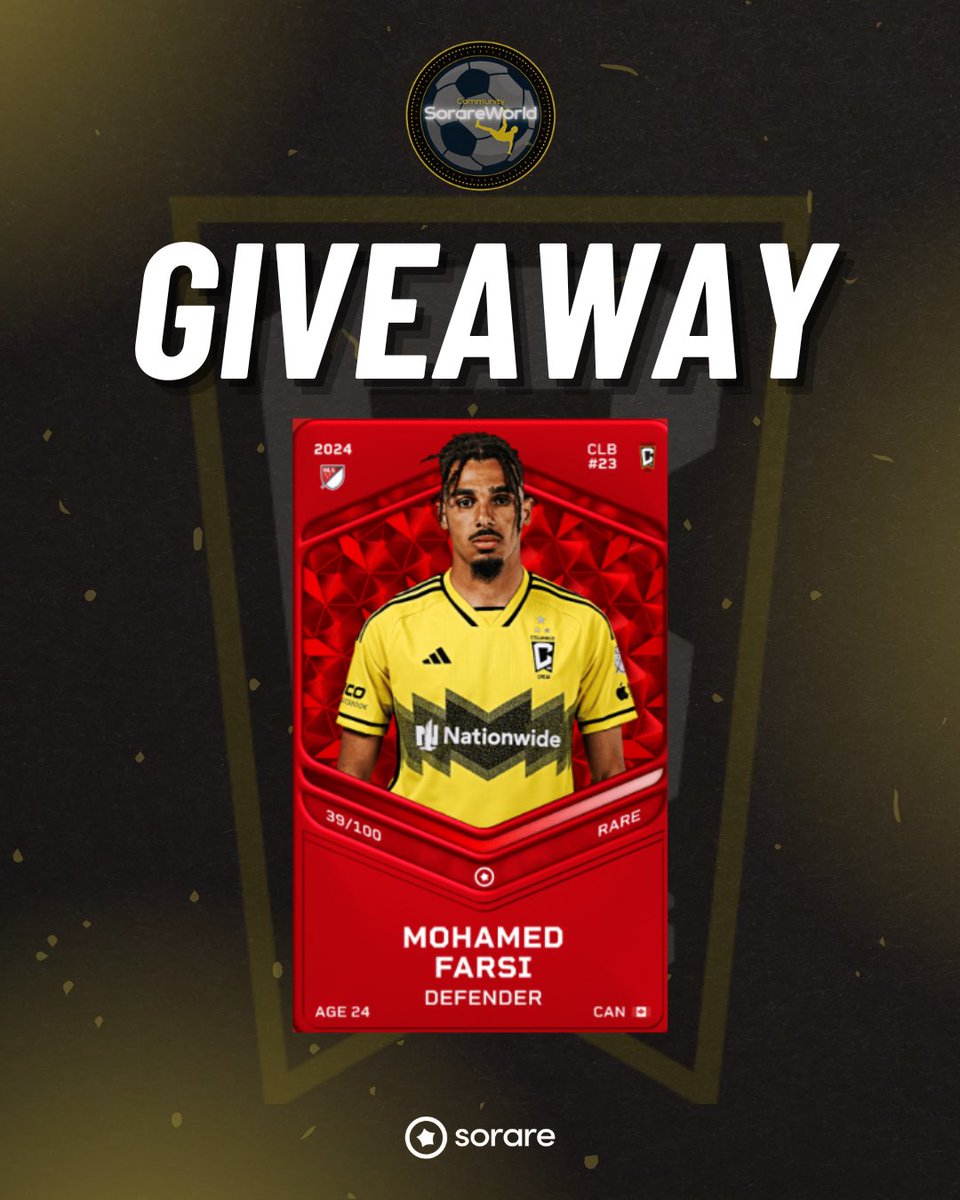 🔥GIVEAWAY TIME🎁

We are giving out Farsi🔴, to celebrateThe great return of the MLS

To partecipate:
💛Like
👤Follow
♻️Retweet

🗓️Deadline: 16th February

#SorareGiveaway #Sorare #Giveaways