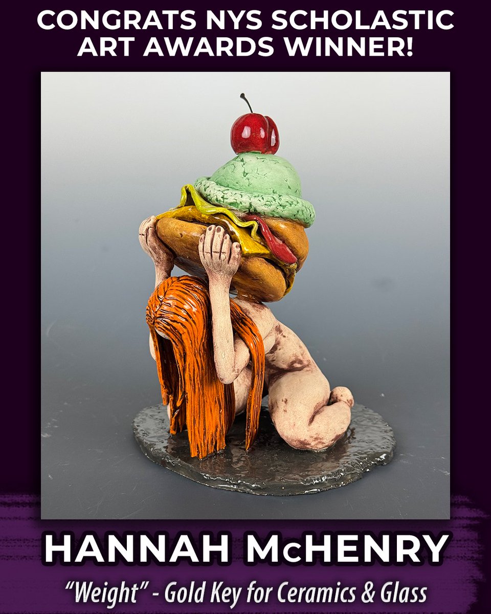 UnionSpringsCSD's tweet photo. US students earned a total of 11 awards at the NYS Scholastic Art Awards, including 6 Gold Keys! 🏅✨

Hannah McHenry led the way with 3 awards, earning Gold Keys for her ceramic pieces Toxic &amp; Weight. Stay tuned as we showcase their amazing work in the coming weeks! 🎨👏 https://t.co/chSsgkpId6